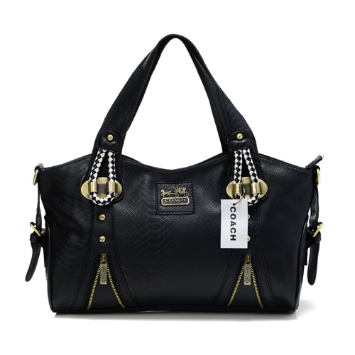 Coach In Embossed Medium Black Totes DFX - Click Image to Close